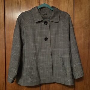 1601 Gray Plaid Women's Jacket - Loose Swing Fit